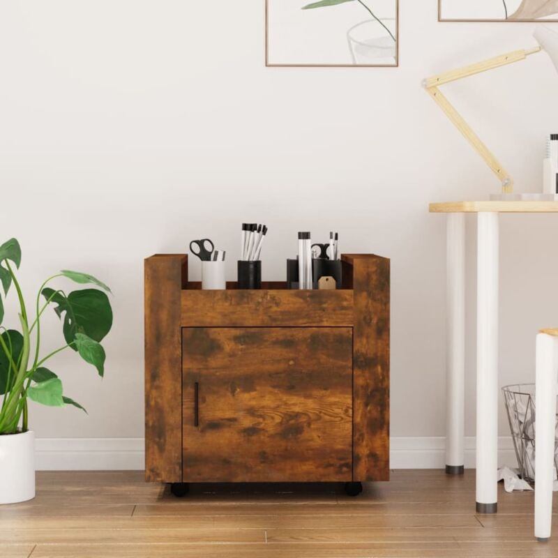 foto del prodotto carrello scrivania rovere fumo 60x45x60 cm legno multistrato vidaxl