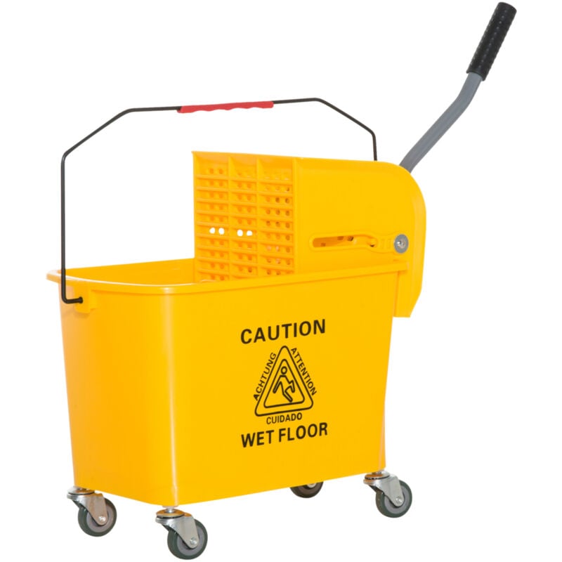 foto del prodotto carrello secchio con strizzatore rimovibile lavapavimenti, giallo homcom