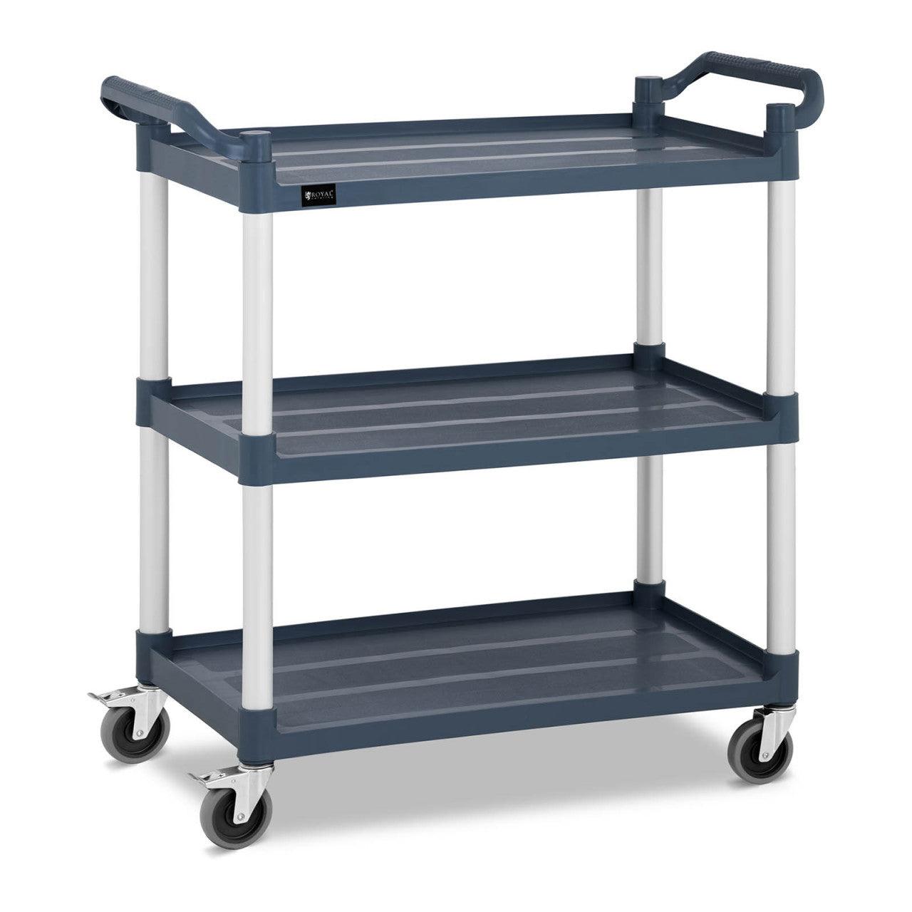 foto del prodotto carrello servizio cucina 3 vassoi su ruote - 150 kg grigio alluminio e plastica 14_0000936