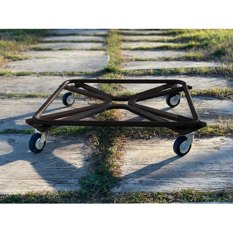 foto del prodotto carrello sottovaso quadrato con ruote industriali cm. 56 cotto