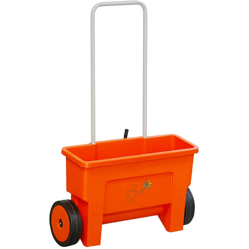foto del prodotto carrello spandiconcime multiuso per prato 22 litri kikko agrati arancione