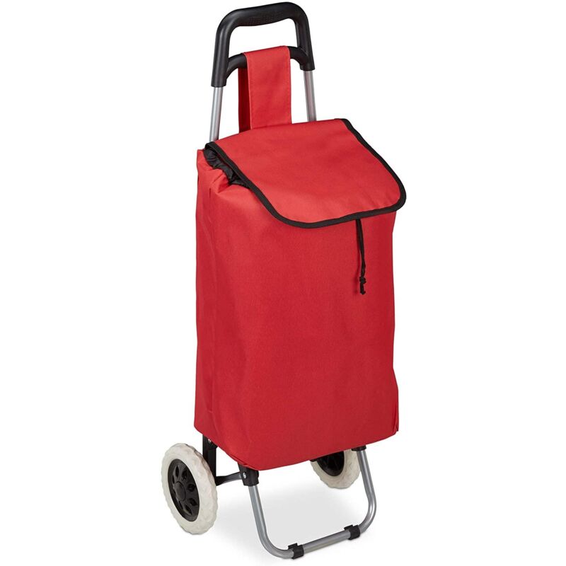 foto del prodotto carrello spesa pieghevole borsa estraibile carrello spesa 28 litri con ruote rosse 1300007072