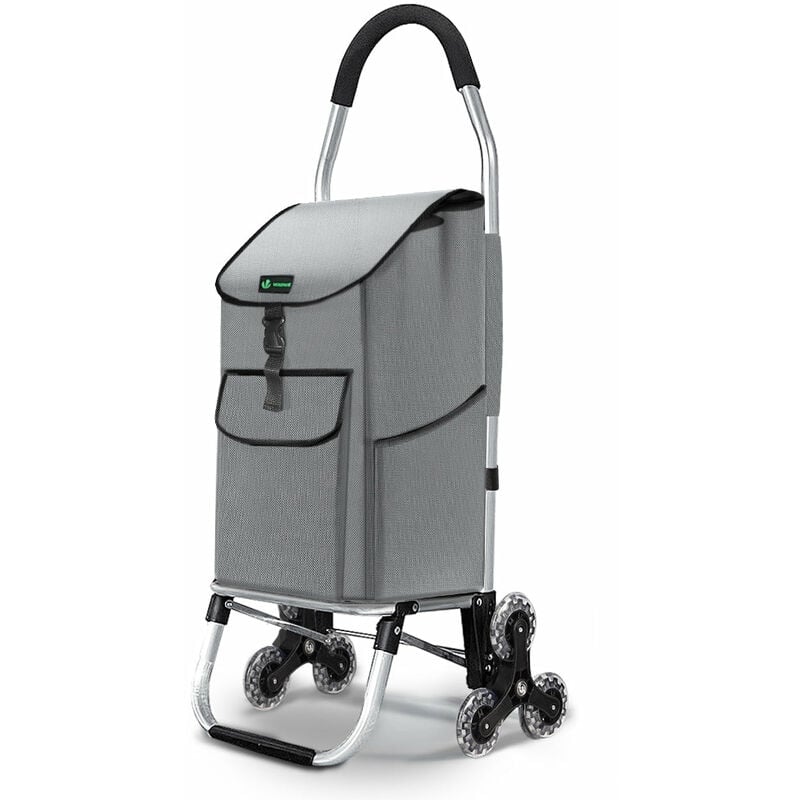 foto del prodotto carrello spesa pieghevole in alluminio, carrello portaspesa 6 ruote con borsa oxford staccabile, 45 l grigio vounot