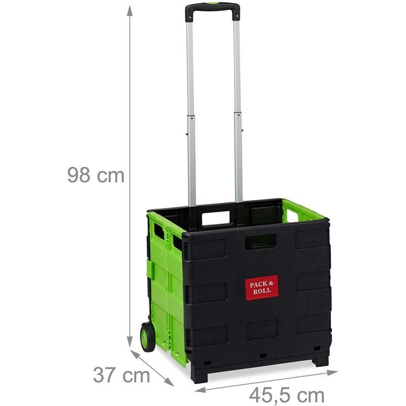 foto del prodotto carrello spesa pieghevole maniglia ruote in gomma 35 kg passeggino market alluminio plastica verde 1300007082