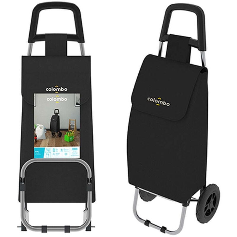 foto del prodotto carrello spesa rolly nero 36x7x90 cm portata 25kg tessuto impermeabile - colombo