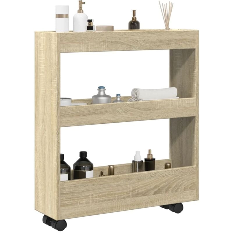 foto del prodotto carrello stretto a 3 livelli rovere sonoma in truciolato vidaxl