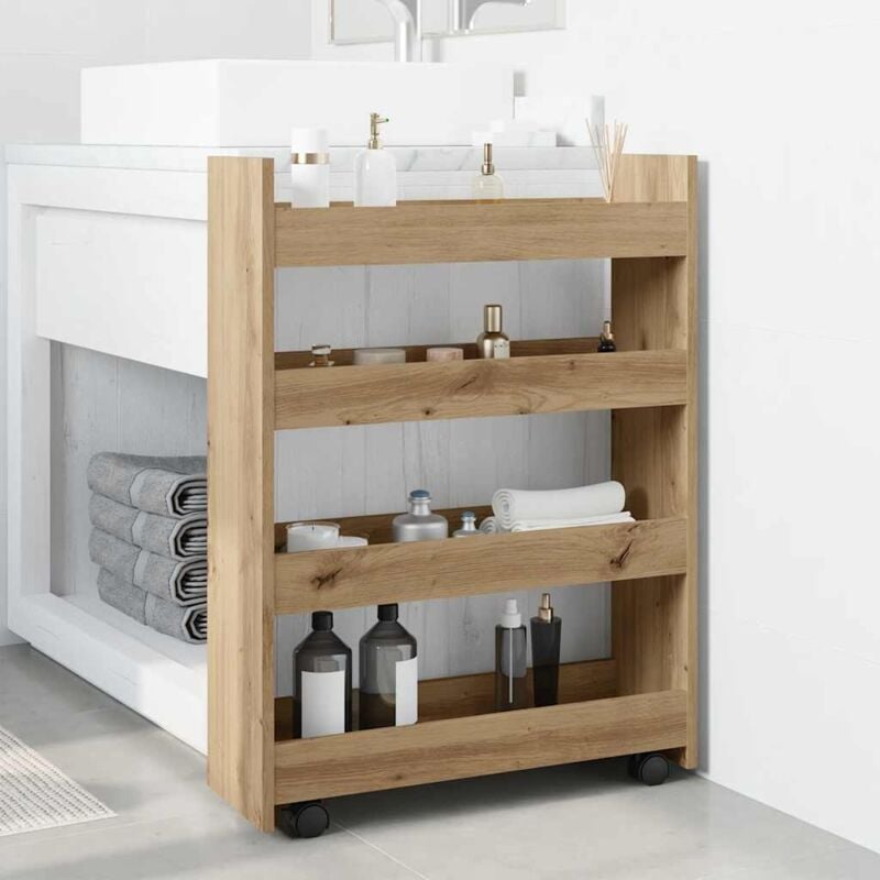 foto del prodotto carrello stretto a 4 livelli rovere artigianale in truciolato vidaxl