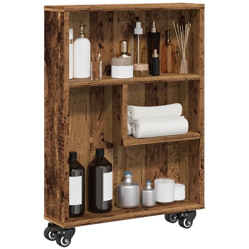 foto del prodotto carrello stretto legno vecchio 48x13x68 cm in truciolato vidaxl
