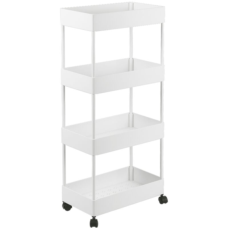 foto del prodotto carrello su ruote,armadio mobile multifunzione a 4 ripiani,bianco