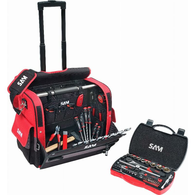 foto del prodotto carrello tessile 33 litri 100 utensili di manutenzione sam outillage cp 100 bag7n