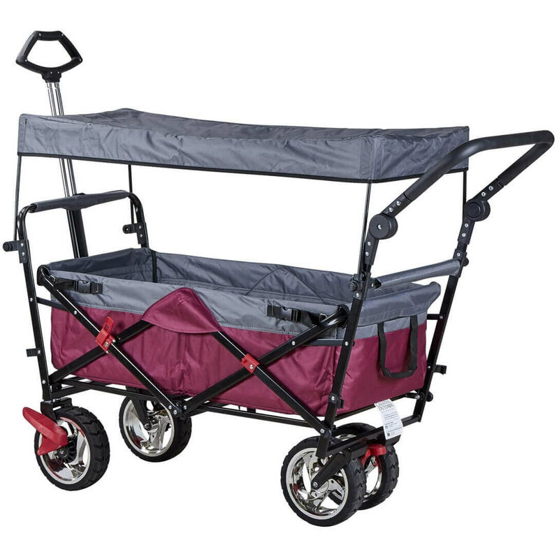 foto del prodotto carrello trolley pieghevole da spiaggia con tettuccio e struttura in metallo