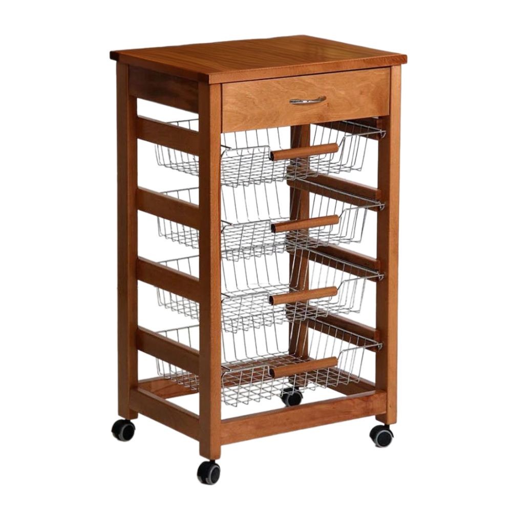 foto del prodotto carrello vesuvio con cassetto senza base con piano in legno rovere