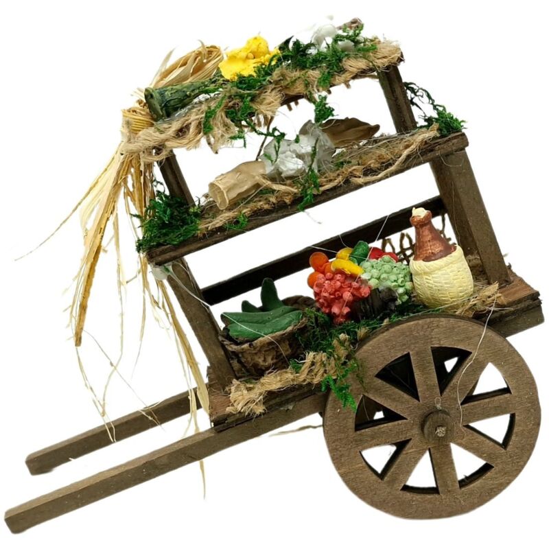 foto del prodotto carretto con verdura 15,5 cm in legno per presepe 12095