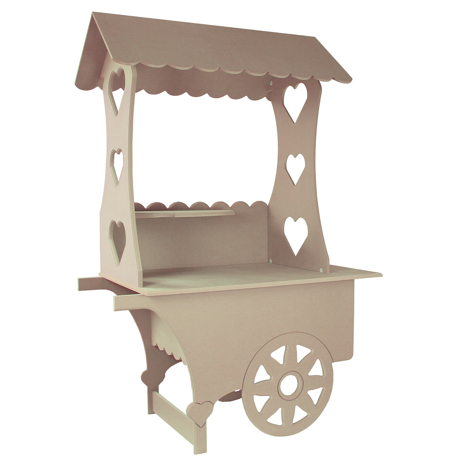 foto del prodotto carretto dei dolci in legno mdf per matrimonio, compleanno, cresima e battesimo