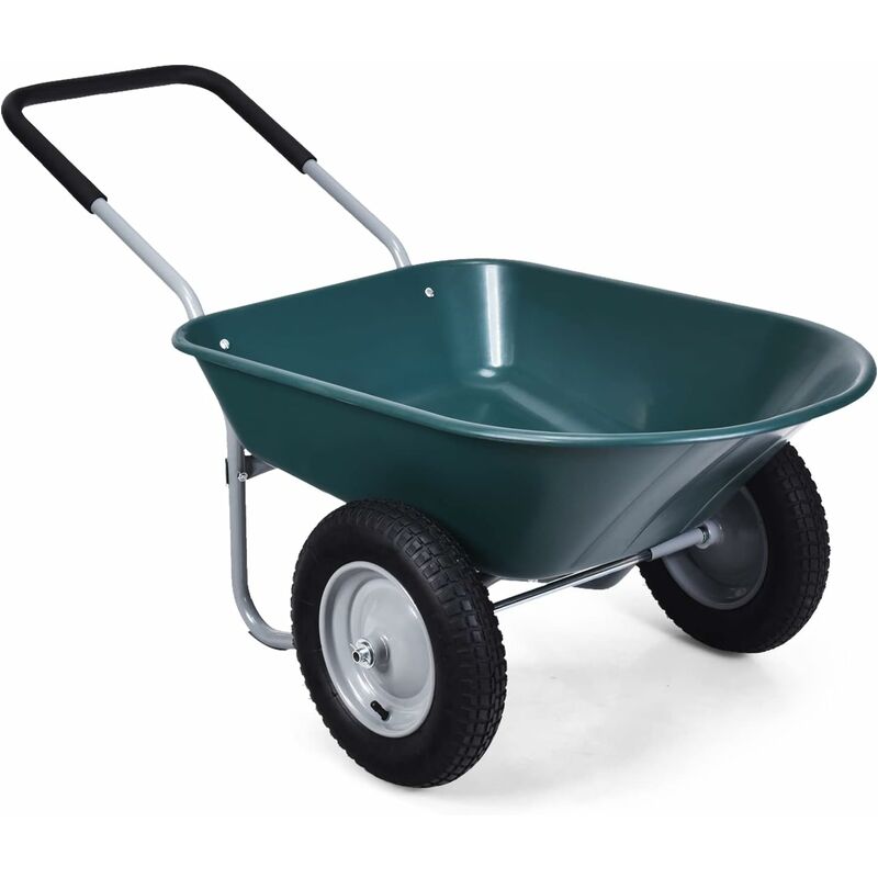 immagine 0 del prodotto carriola da giardino con vasca in pp e telaio in metallo, carrello da giardino con 2 ruote grandi e resistenti e manico ergonomico, con portata di