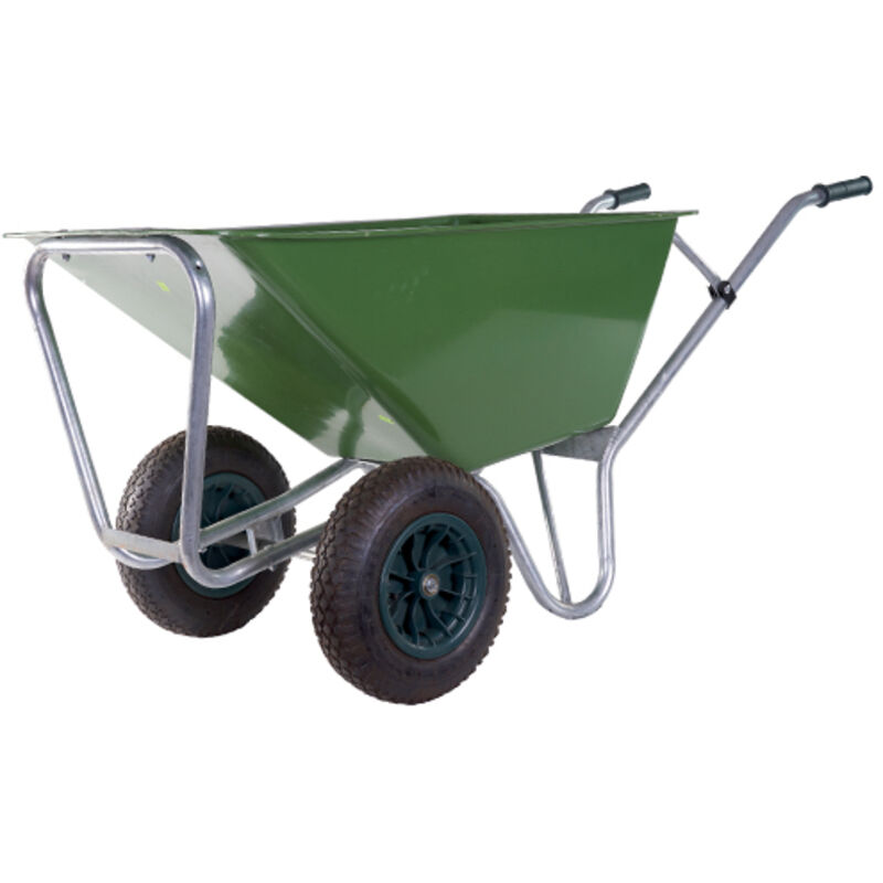 foto del prodotto carriola zincata da giardinaggio rinforzata con 2 ruote brixo farmer pe160