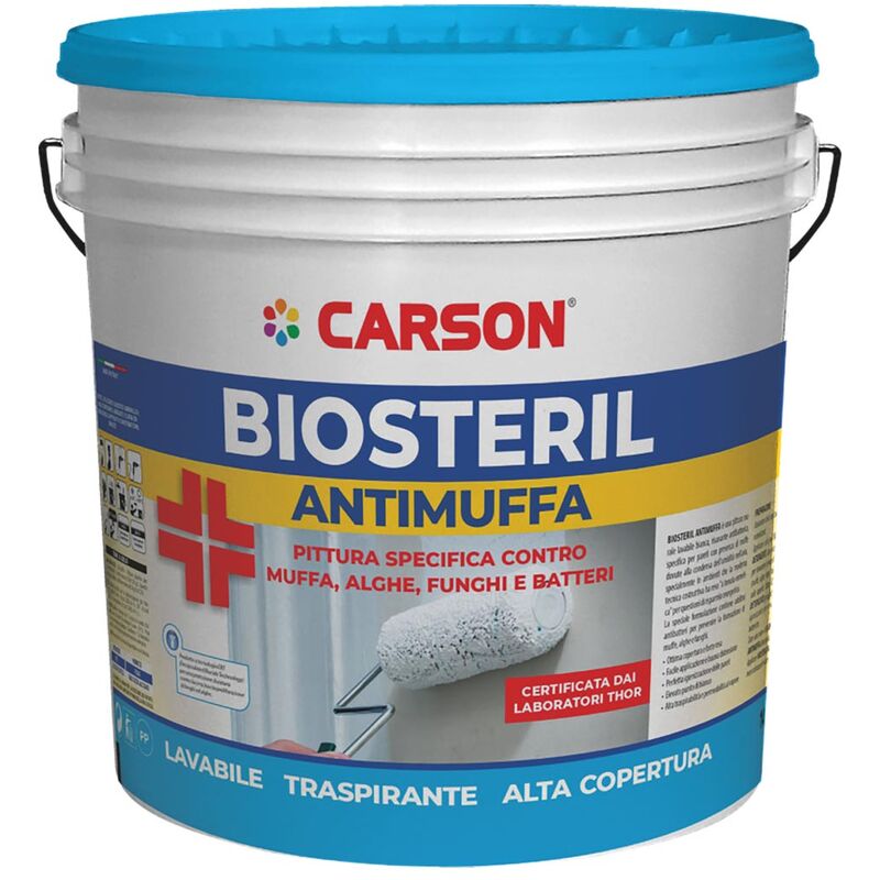 foto del prodotto carson biosteril pittura antimuffa alghe funghi lavabile traspirante antibatterica 14 litri