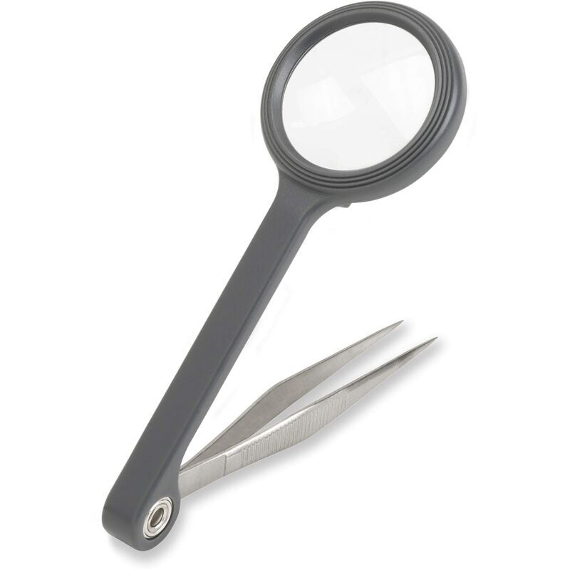 foto del prodotto carson mg 55 magnigrip 4.5x magnifier with attached fine point tweezers, grey