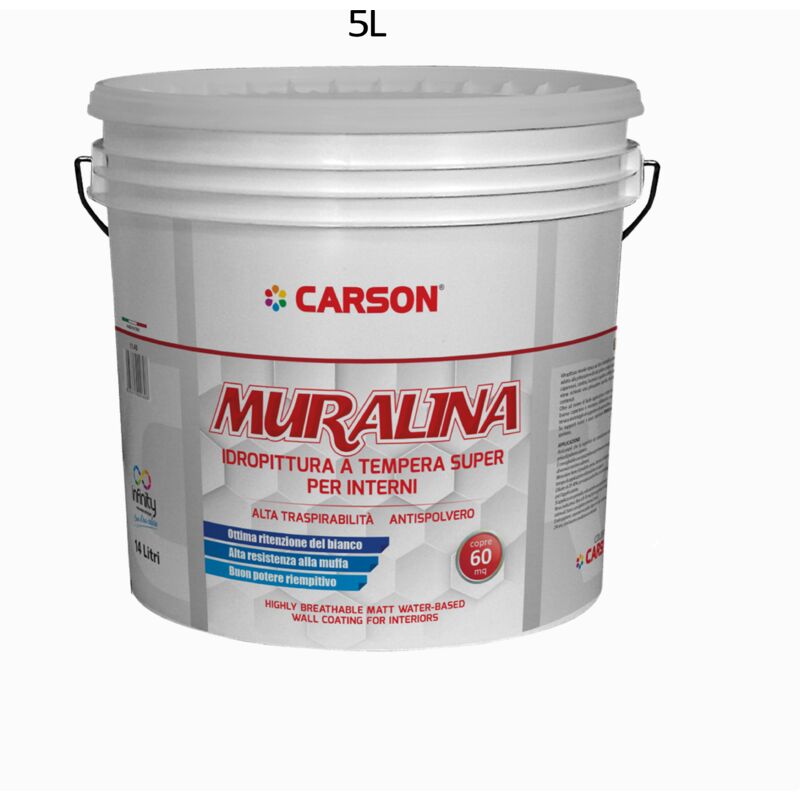 foto del prodotto carson muralina tempera super lt 5 idropittura murale opaca, alta copertura, interni