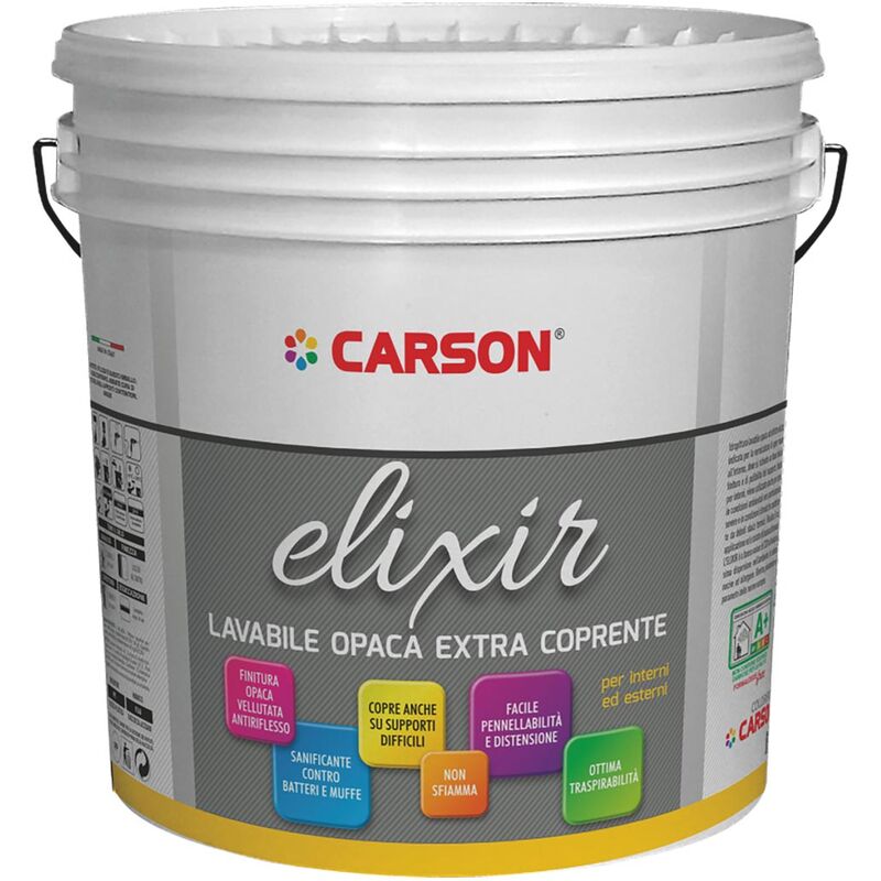 foto del prodotto carson pittura lavabile extra coprente elixir bianco 14 lt