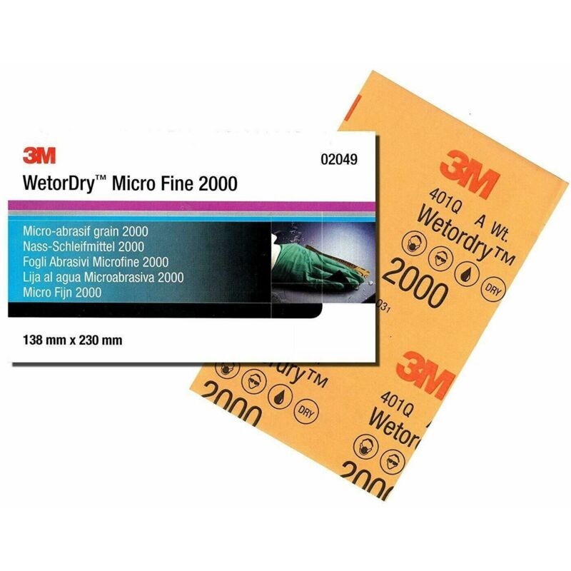 foto del prodotto carta abrasiva bagnata umida 138 140x230 gr 2000 impermeabile microfine p2000 3m