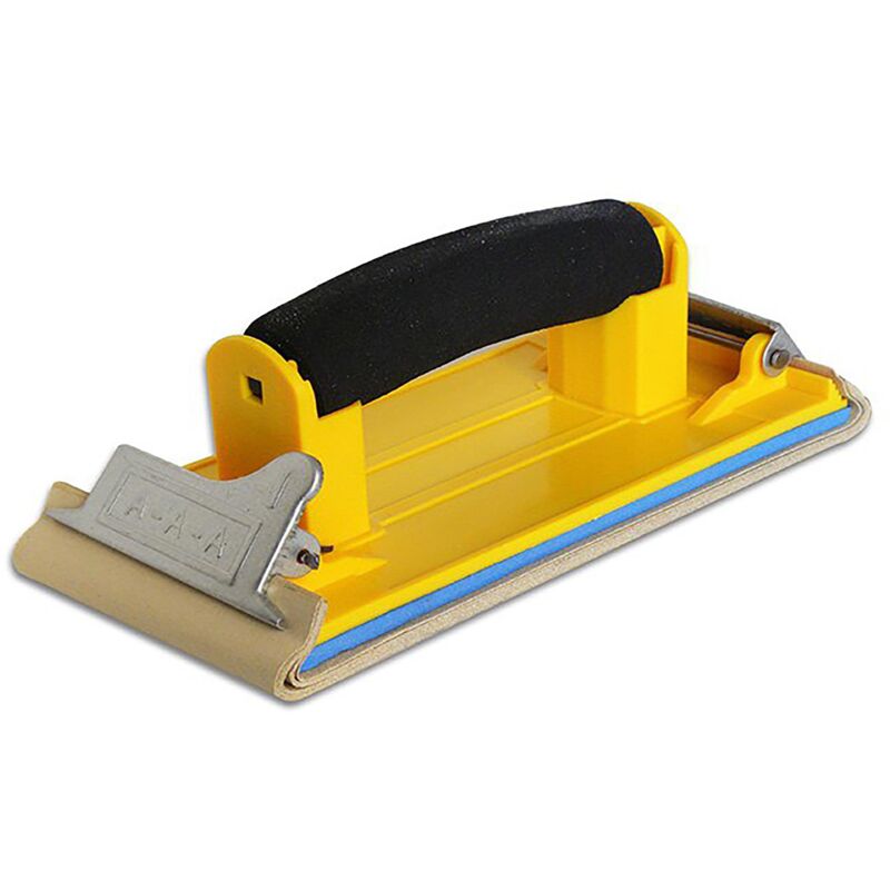 foto del prodotto carta abrasiva con 10 fogli abrasivi levigatrice manuale ergonomica