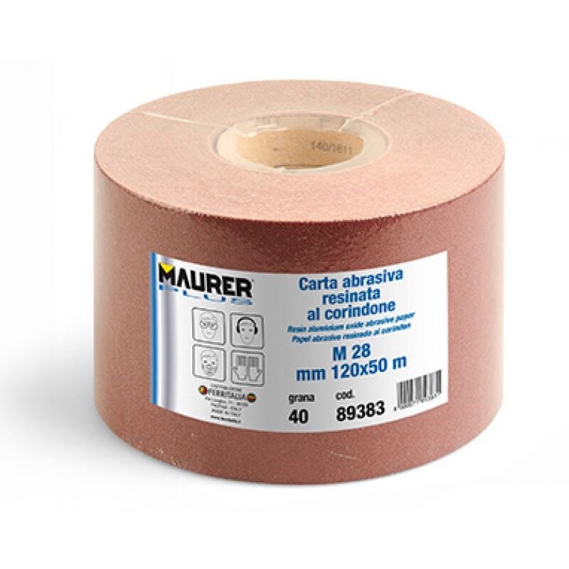 foto del prodotto carta abrasiva resinata al corindone m28 h 120mm grana 80 in rotolo 50mt maurer
