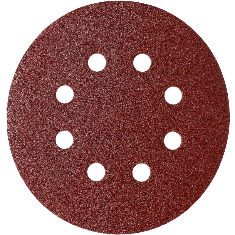 foto del prodotto carta abrasiva rossa dischi abrasivi 125 mm fissaggio grip 8 fori grana p80 5 pezzi per levigare legno, metallo e plastica mirka