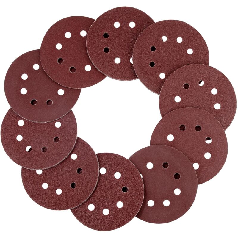 foto del prodotto carta abrasiva velcro 125 mm, 100 pezzi dischi abrasivi rotondi a 8 fori fogli abrasivi velcro per levigatrici orbitali casuali, grana