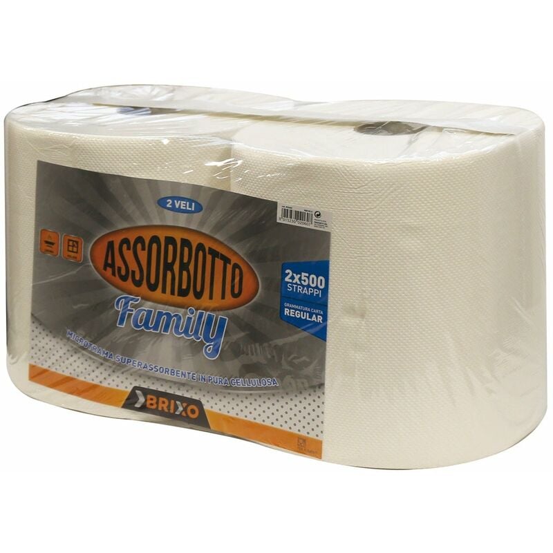 foto del prodotto carta asciugamani assorbotto family 2 rotoli 2 x 1000 strappi