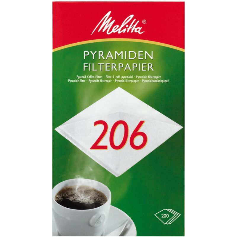 foto del prodotto carta da filtro piramide 206 gr, bianco, 200 pezzi. melitta