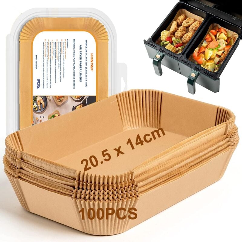 foto del prodotto carta da forno per friggitrice ad aria ninja, confezione da 100 fogli rettangolari da 8,1 x 5,5 accessori per friggitrice ad aria compatibili con