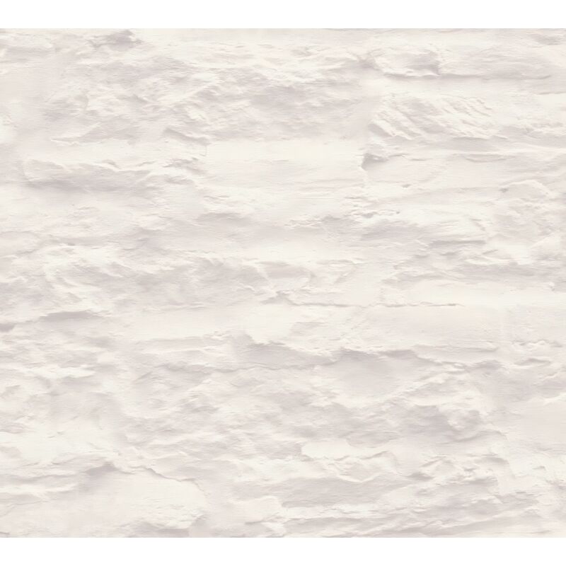 foto del prodotto carta da parati a pietre e mattonelle profhome 959083 carta da parati tnt liscia con elementi di natura opaca crema bianco 5,33 m2