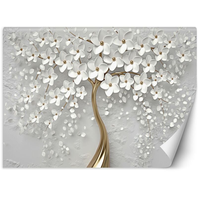 foto del prodotto carta da parati, albero astratto fiorito oro 350x245