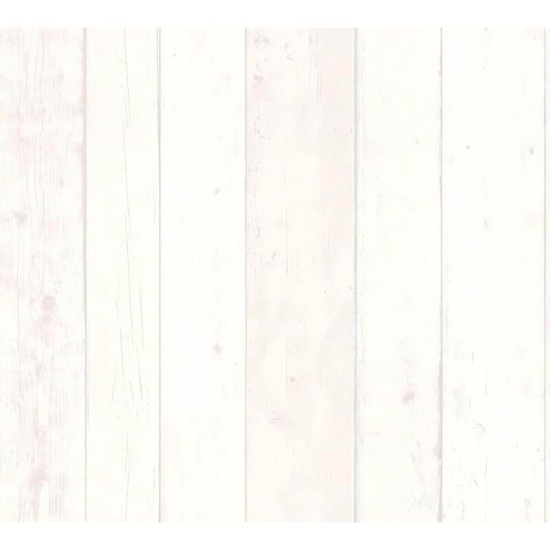 foto del prodotto carta da parati aspetto legno profhome 855046 carta da parati tnt liscia con il used look opaca bianco grigio 5,33 m2