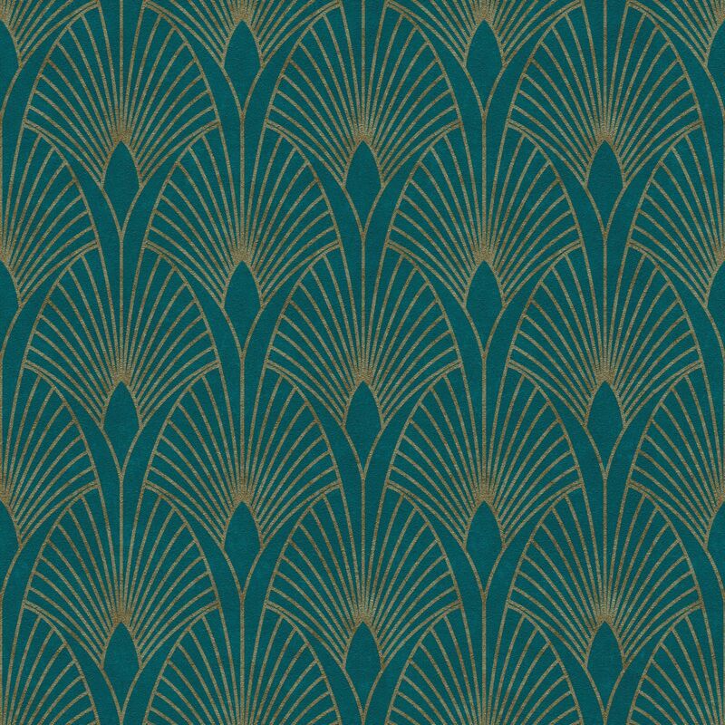 foto del prodotto carta da parati di lusso profhome 374275 carta da parati tnt leggermente strutturata design lucida blu oro verde 5,33 m2