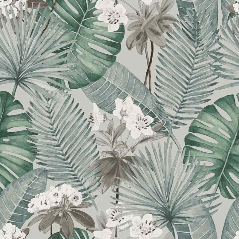 foto del prodotto carta da parati eden grigio e verde chiaro dutch wallcoverings