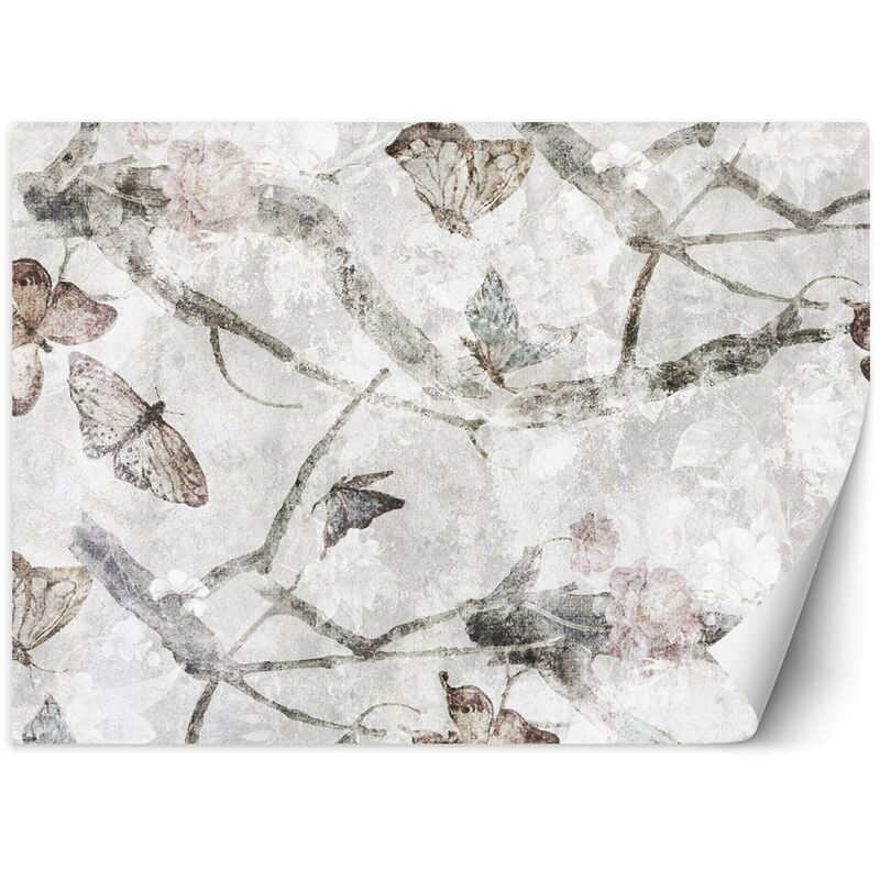 foto del prodotto carta da parati, farfalle acquerello calcestruzzo - 150x105