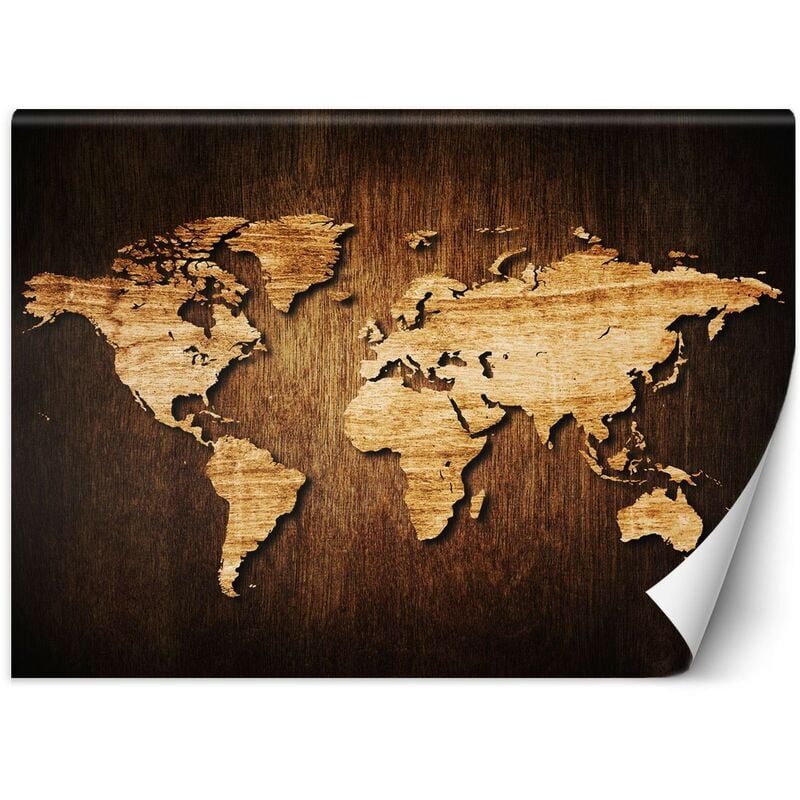 foto del prodotto carta da parati, mappa del mondo vintage marrone 350x245