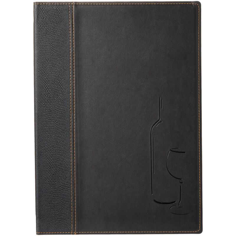 foto del prodotto carta dei vini linea trendy - per caffè, ristoranti, bar - similpelle - formato a4 - 2 doppio inserti inclusi - colore nero - securit