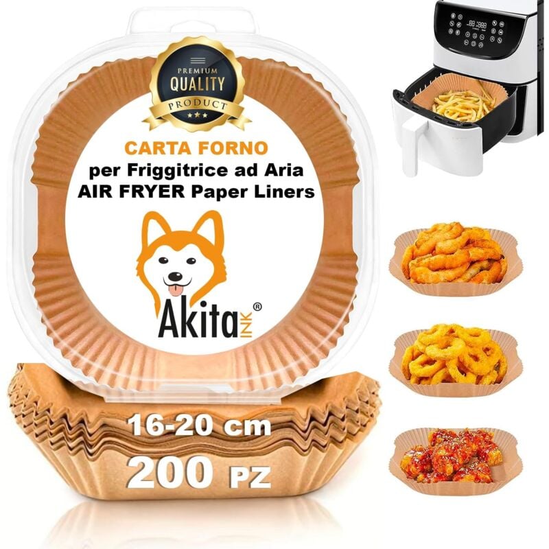 foto del prodotto carta per friggitrice ad aria antiaderente 200 fogli quadrata forno 16 20 cm