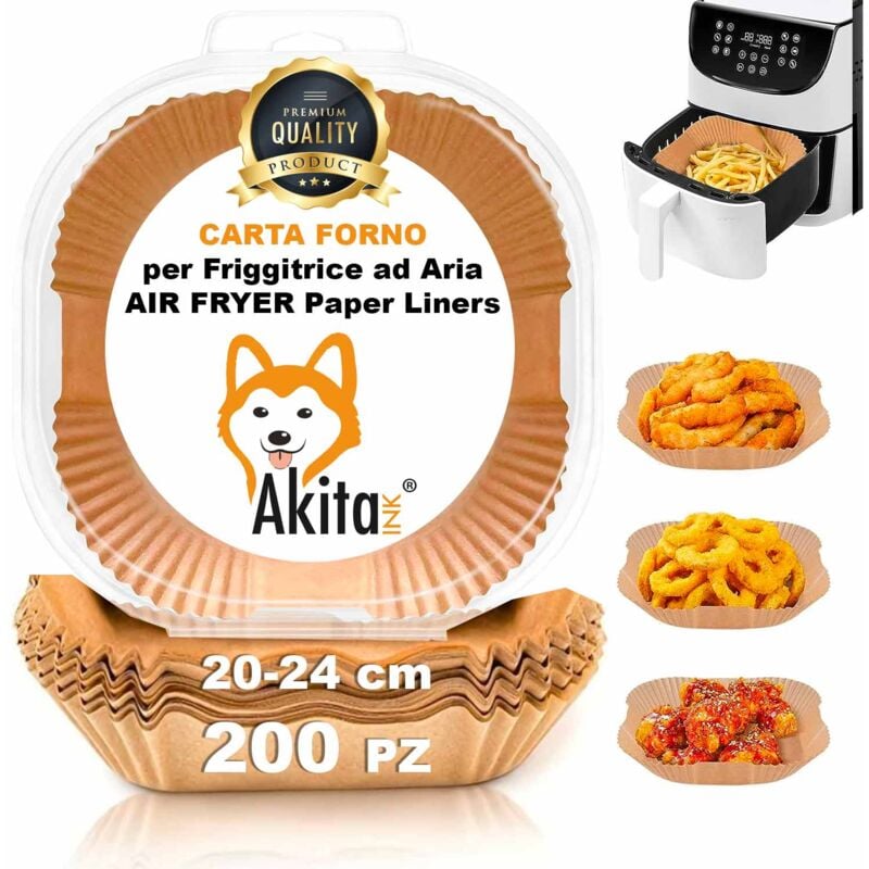 foto del prodotto carta per friggitrice ad aria antiaderente 200 fogli quadrata forno 20 24 cm