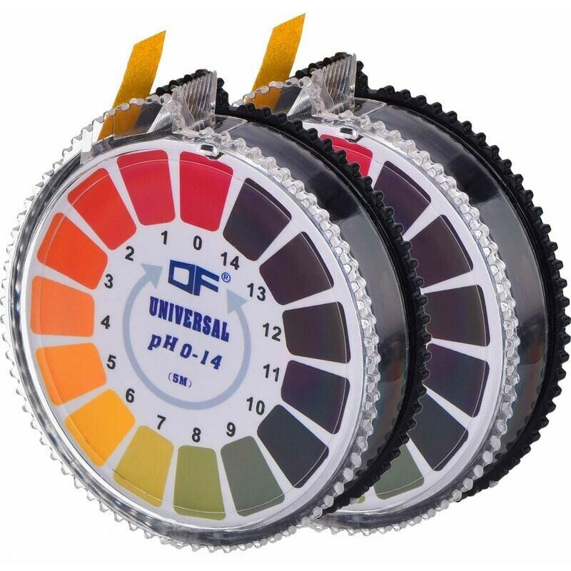 foto del prodotto carta per test del ph, 2 rotoli di strisce di carta per test, indicatore di strisce di ph per misurazione del ph della piscina, gamma completa 0 14