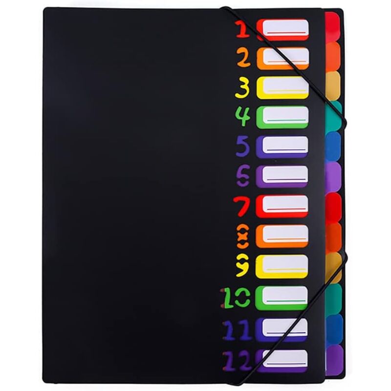 foto del prodotto cartella portadocumenti espandibile 12th floor, formato a4, fodera in plastica arcobaleno, cartella portadocumenti colorata progettata per casa,