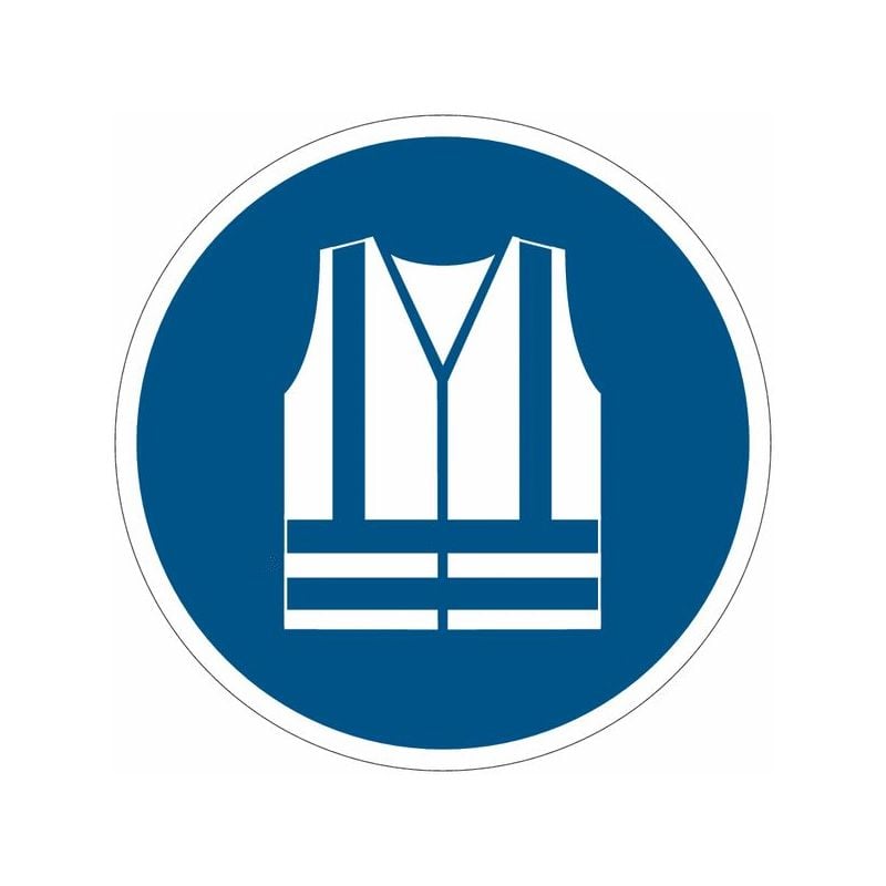 foto del prodotto cartelli di obbligo iso 7010 gilet di sicurezza ad alta visibilit obbligatorio m015 misura 100mm x 100mm, numero pezzi 50 pezzi