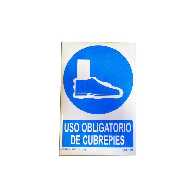 foto del prodotto cartello 29,5x20 obbligatorio uso coprigambe rd20641