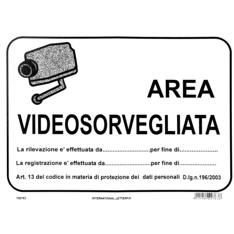 foto del prodotto cartello area videosorvegliata 25x45 cm in polipropilene