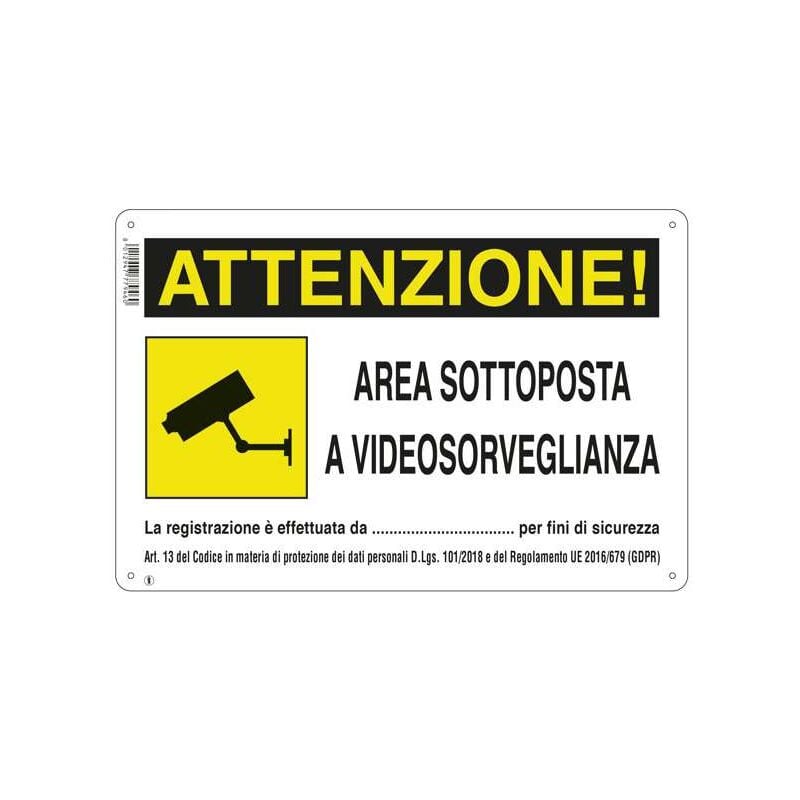 foto del prodotto cartello area videosorvegliata 30x 20 alluminio