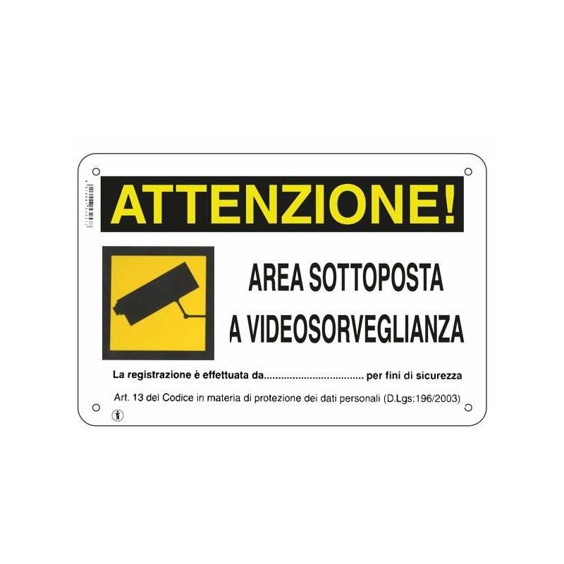 foto del prodotto cartello area videosorvegliata 30x 20 plastica