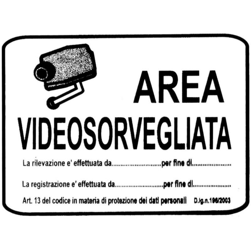 foto del prodotto cartello area videosorvegliata in polipropilene 20x30 cm